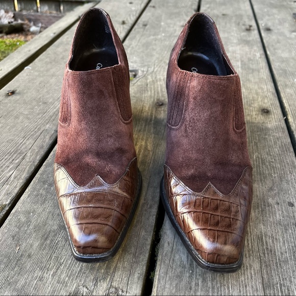 Coldwater Creek Leather Suede Ankle Western Boots Sz 9 - Picture 2 of 14